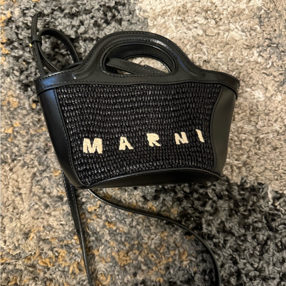 Marni Black and White Woven Mini Bag